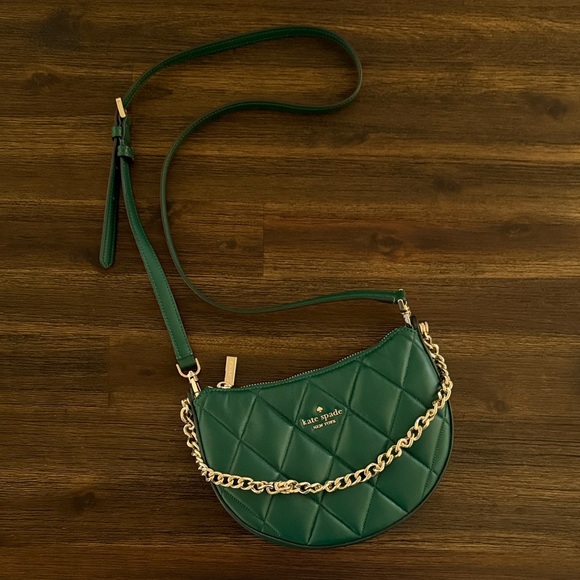 kate spade Handbags - Kate Spade Carey Green Smooth Quilted Leather Zip Top Crossbody Bag NWOT